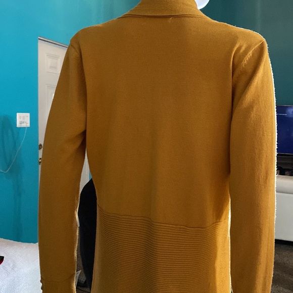 89th & Madison yellow mustard knit cardigan small fall office casual - Picture 6 of 6